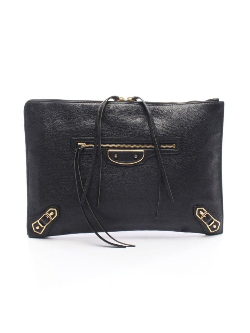 Balenciaga Clutch Classic Metallic Edge Black Leather - Picture 1 of 7
